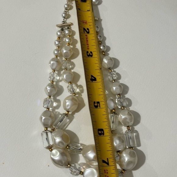 Double layer acrylic beaded aurora borealis vintage choker necklace chunky - Picture 3 of 3